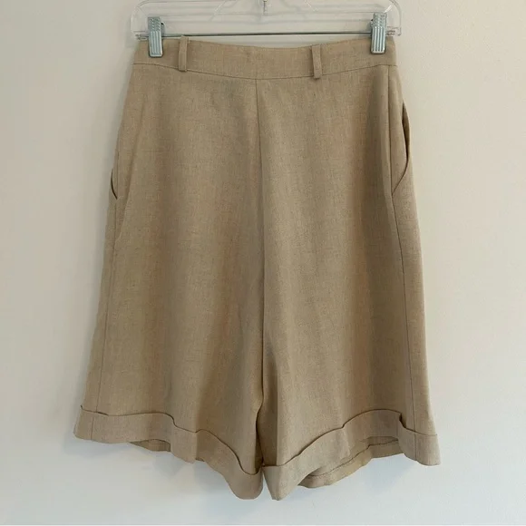 (SOLD) VINTAGE Linen Blend High-rise Bermuda Shorts Size 4 - Picture 6 of 14